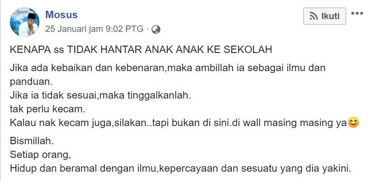 Suhaimi Saad Jelaskan Sebab Tak Hantar Anak Ke Sekolah