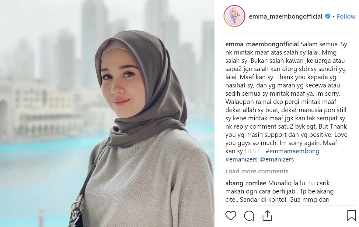 Emma Maembong Mohon Maaf, Mengaku Buka Tudung