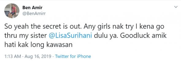 "Ben Amir Tu Memang Adik Saya, Tak Tahu Ke?"