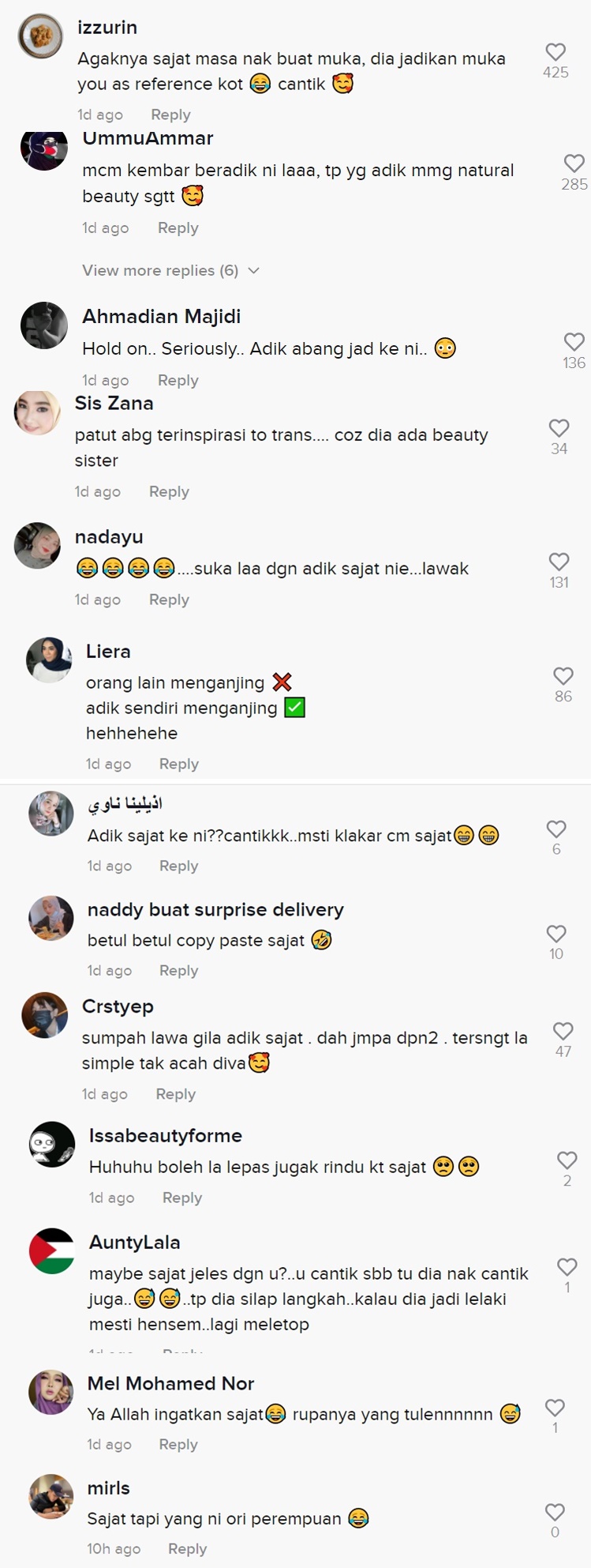 Perempuan sajat adik takde kena