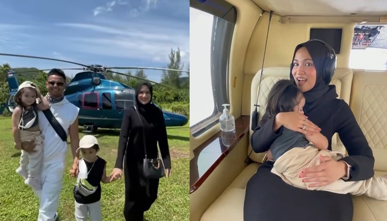 Tak Perlu Bersesak, Hanis Zalikha & Hairul Azreen Bercuti Ke Pulau Naik Helikopter