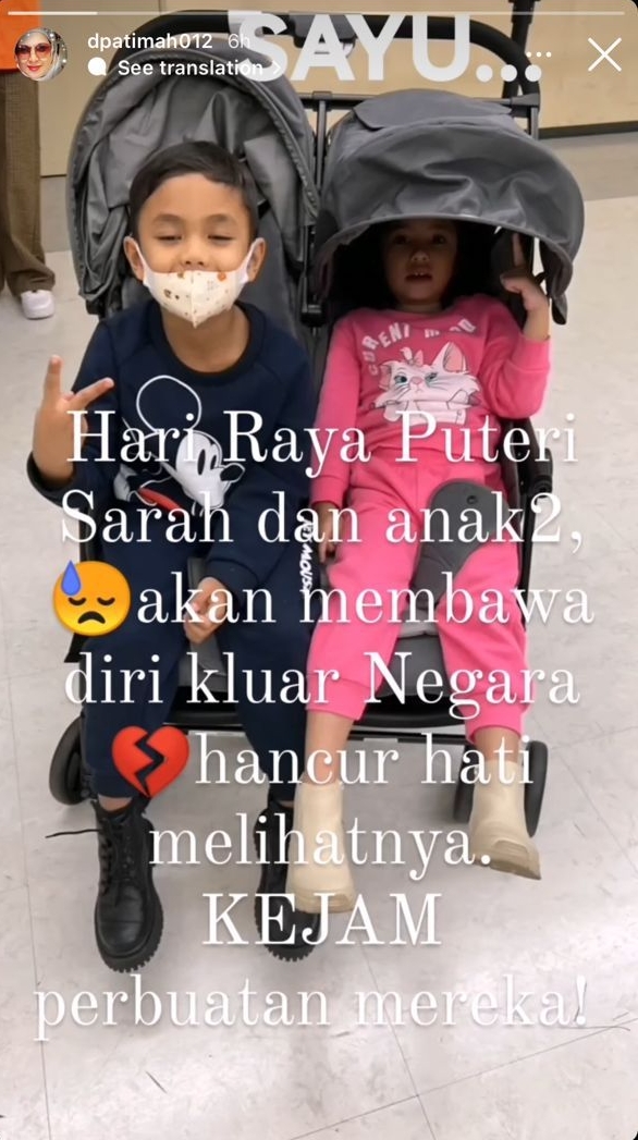 Ibu Mentua Sedih Puteri Sarah Bawa Diri Beraya Di Luar Negara Bersama Anak-Anak 2