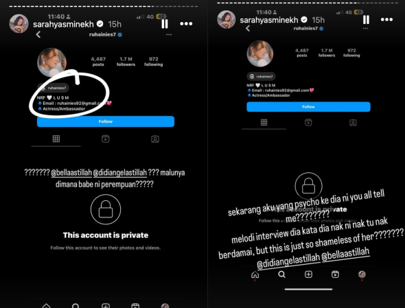 Tukar Bio ‘NRF, LUSM’ Di IG, Sarah Yasmine Anggap Ruhainies Tak Tahu Malu 6
