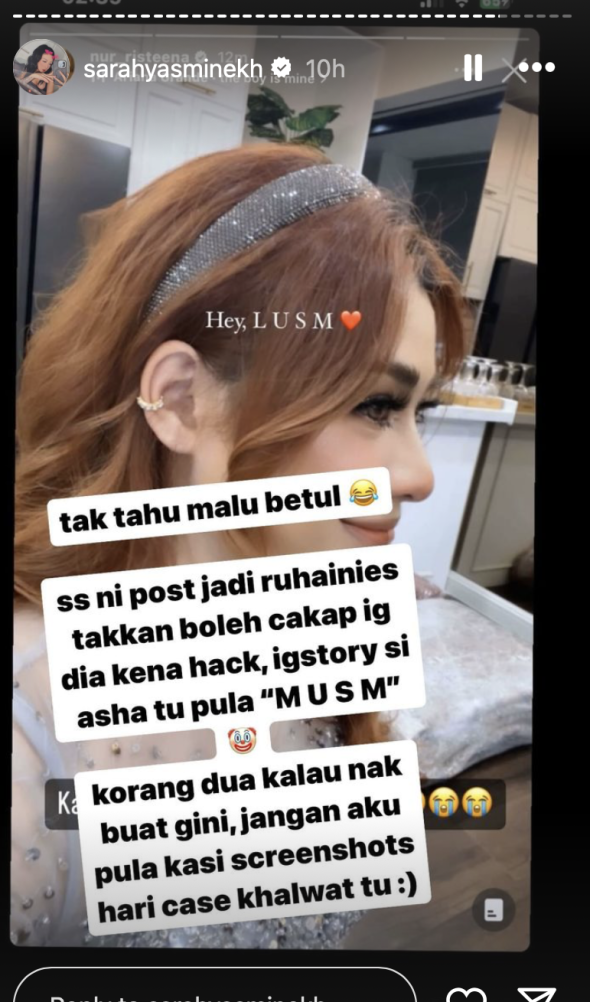 Tukar Bio ‘NRF, LUSM’ Di IG, Sarah Yasmine Anggap Ruhainies Tak Tahu Malu 7